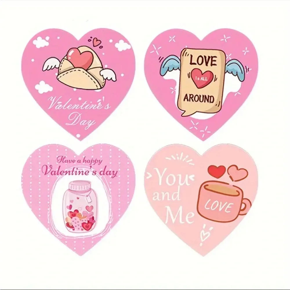 Roll of 500 Happy Valentine’s Day Cute Stickers Love Romance Cupid Birds